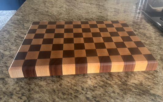 Handcrafted Walnut and Maple Checkerboard End Grain Cutting Board