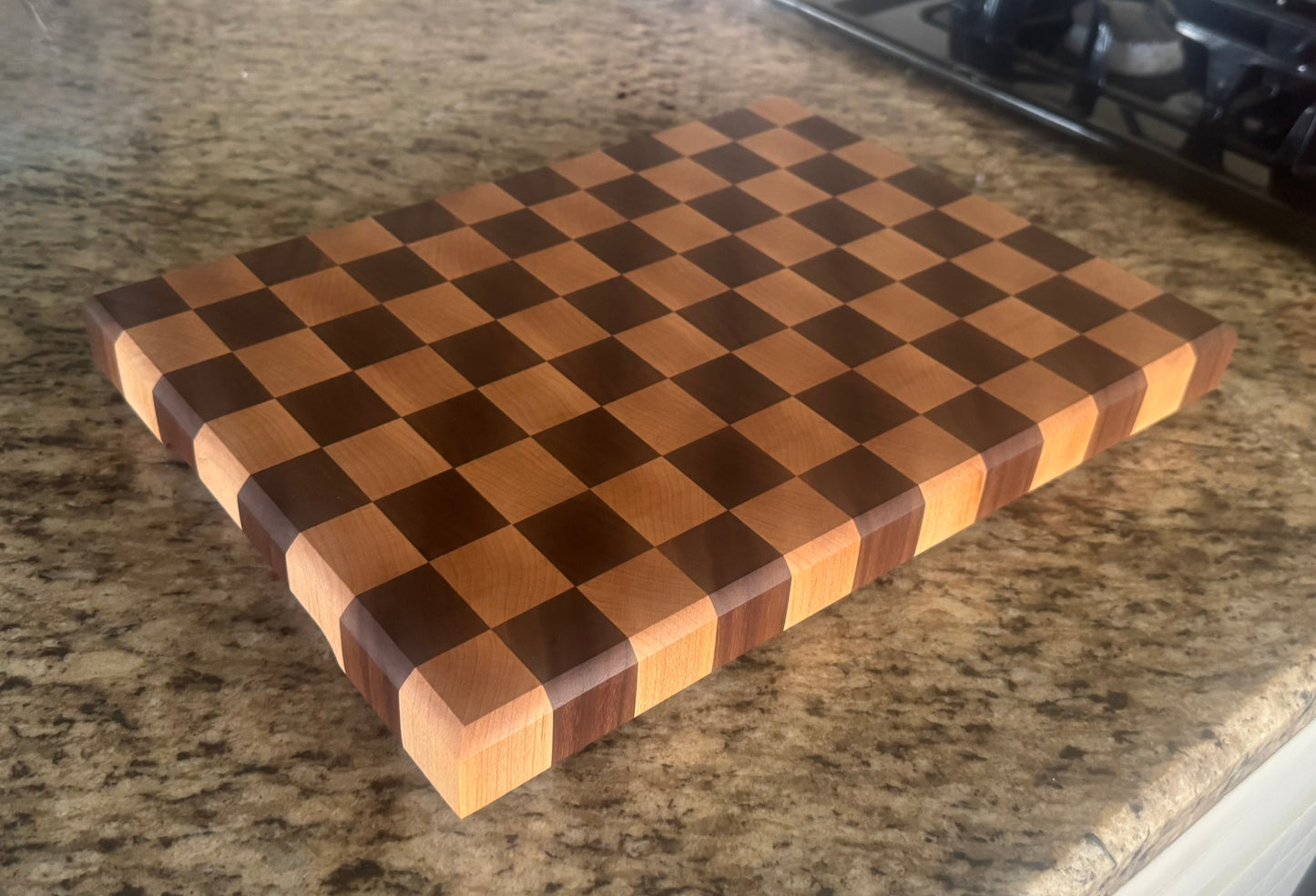 Handcrafted Walnut and Maple Checkerboard End Grain Cutting Board