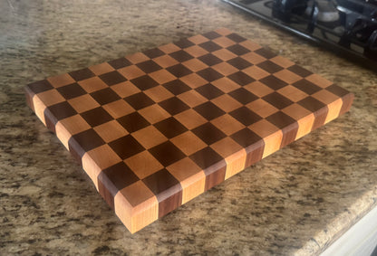 Handcrafted Walnut and Maple Checkerboard End Grain Cutting Board
