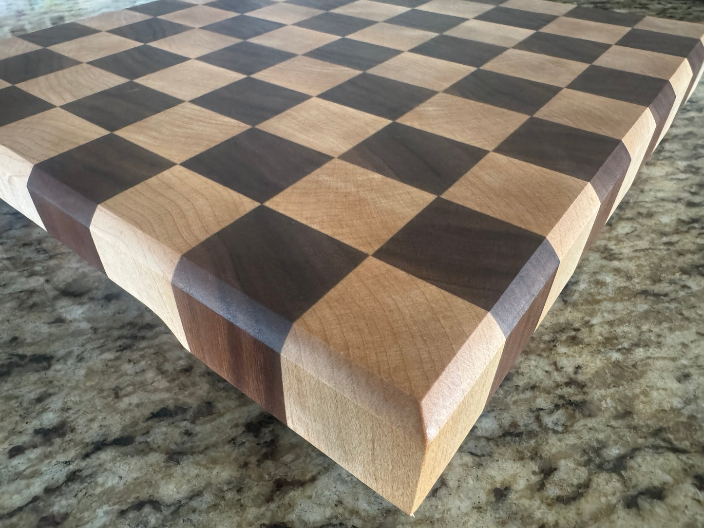 Handcrafted Walnut and Maple Checkerboard End Grain Cutting Board