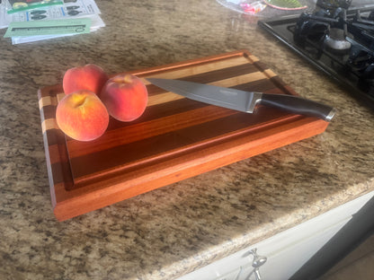 Handcrafted Maple, Walnut, and Mahogany Edge Grain Cutting Board
