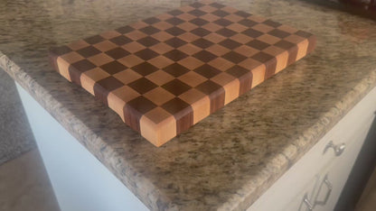 Handcrafted Walnut and Maple Checkerboard End Grain Cutting Board